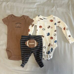 Carter's Brown and Cream Sports Bodysuit Set